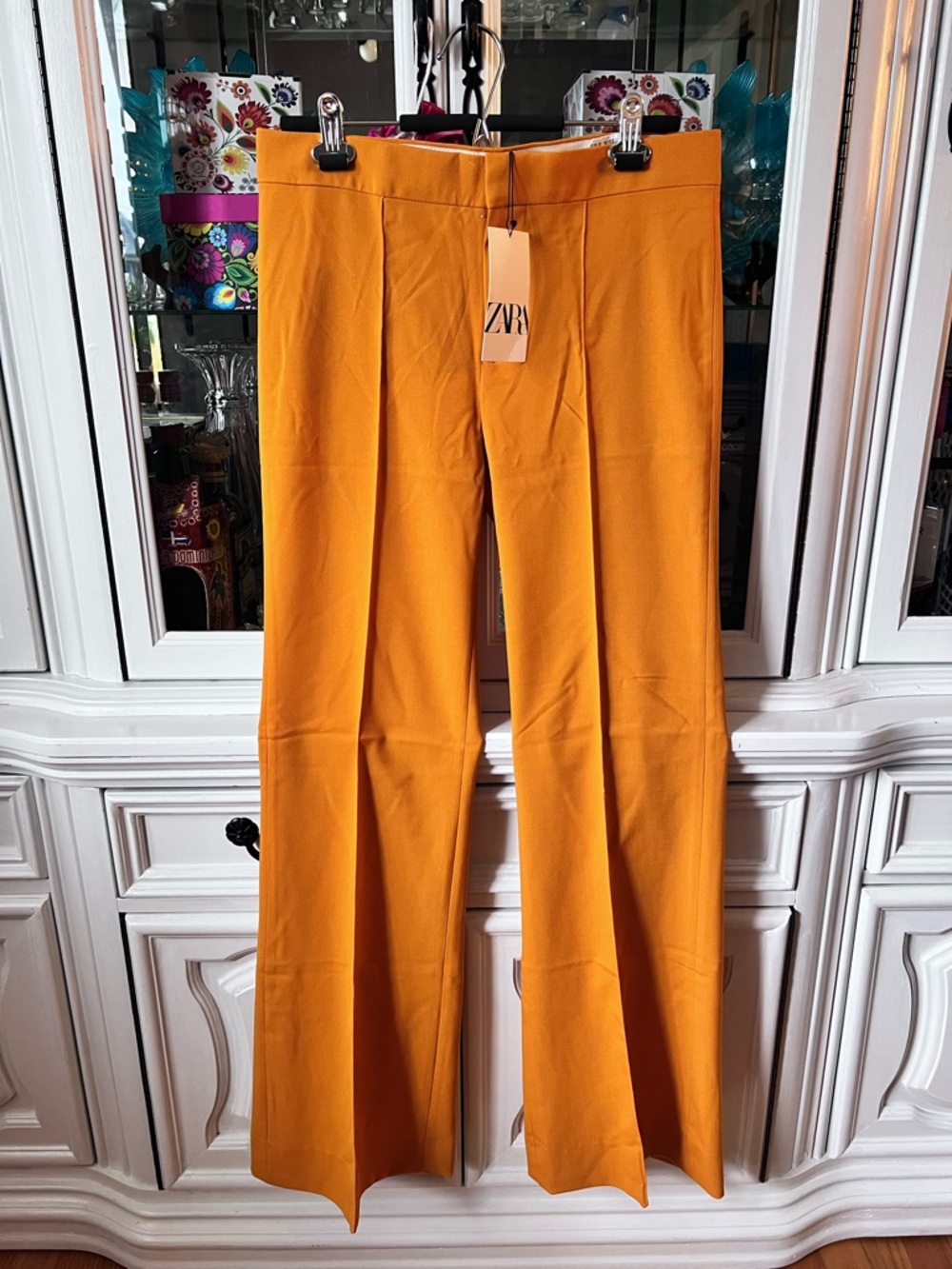 Zara Golden Yellow Seamed Wide-Leg Trousers M